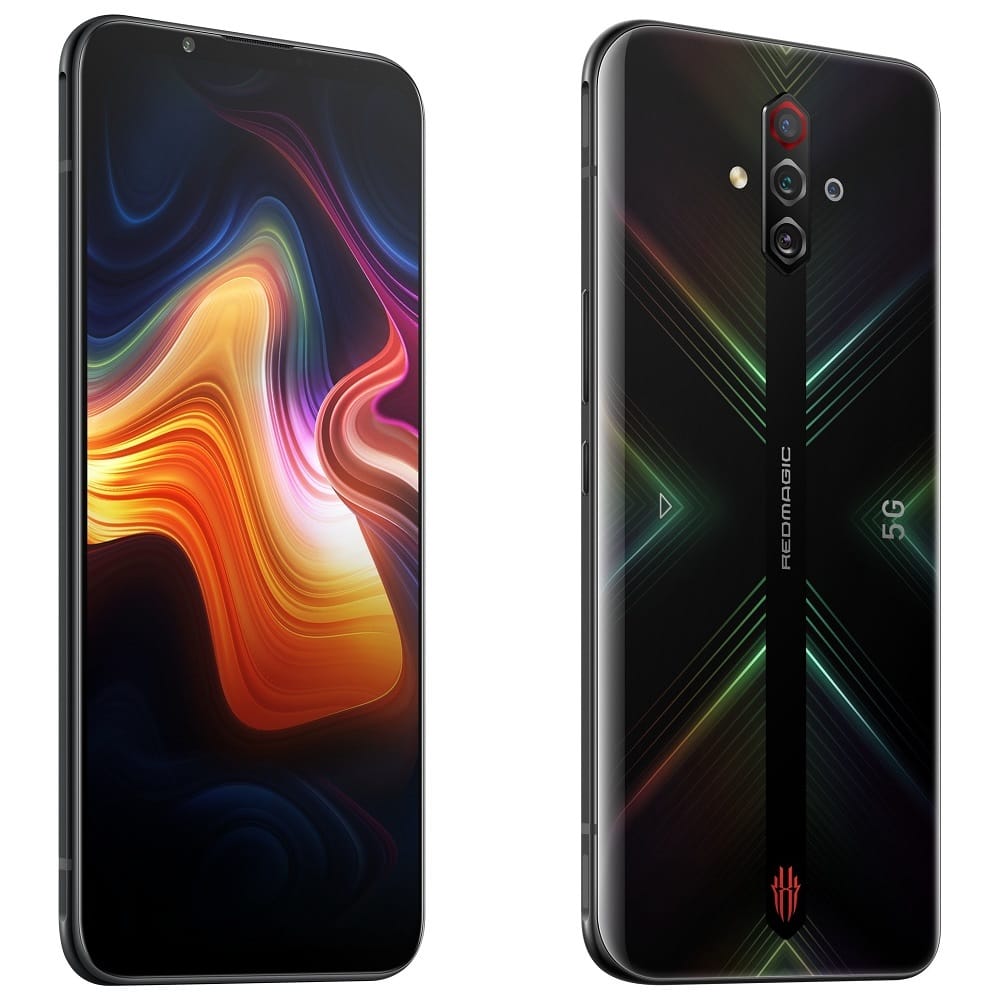 Render oficial del diseño frontal y dorsal del ZTE Nubia Red Magic 5G Lite.