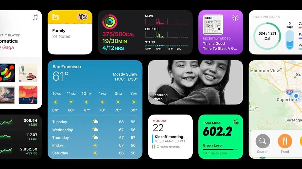 Render oficial de los nuevos Widgets que llegan con iOS 14.