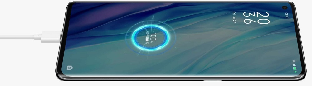 Render promocional del OPPO Reno 4 Pro 4G con carga rápida SuperVOOC 2.0.