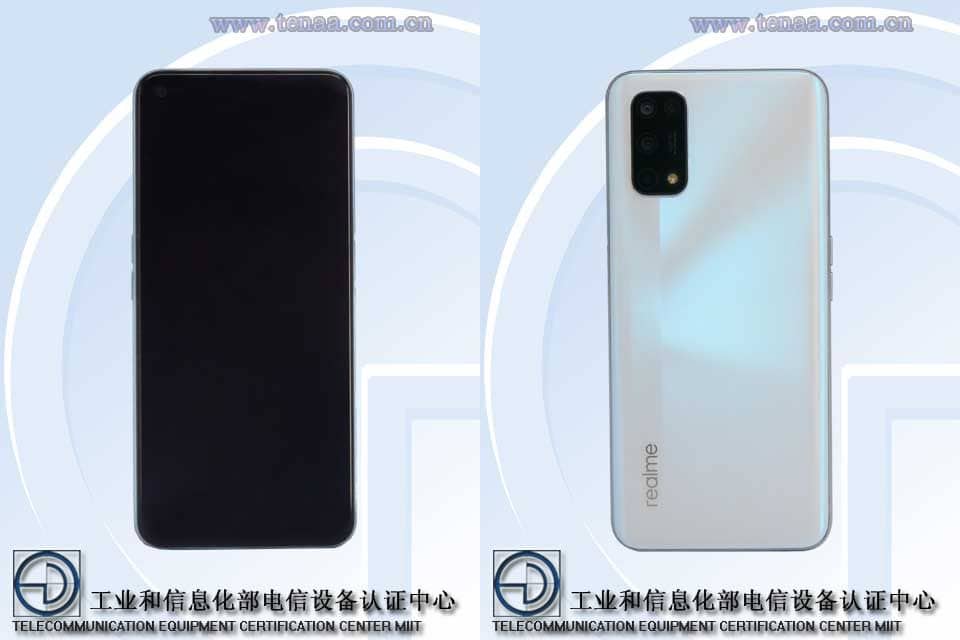 Renders oficiales de TENAA del diseño frontal y dorsal del OPPO Realme V5.