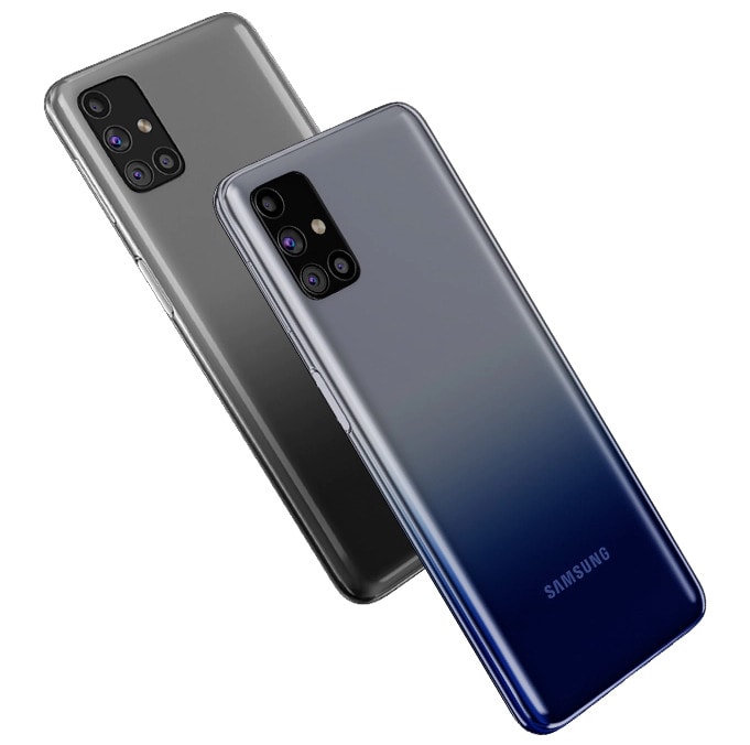 Render oficial del Samsung Galaxy M31s en colores Mirage Black y Mirage Blue.