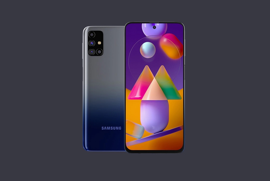 Render oficial del diseño frontal y dorsal del Samsung Galaxy M31s.