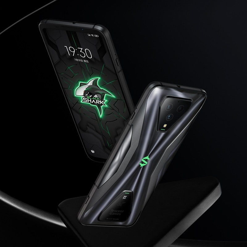 Render promocional del diseño frontal y dorsal del Xiaomi Black Shark 3S.