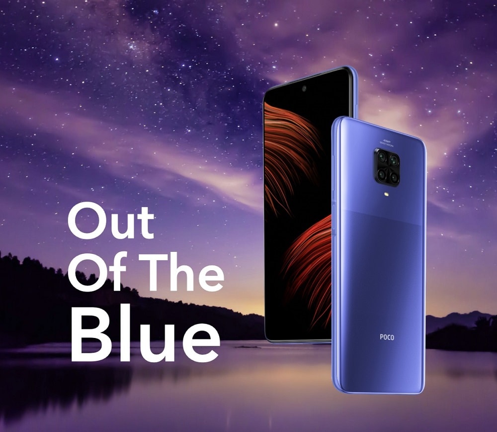 Render promocional oficial del Xiaomi POCO M2 Pro color azul.