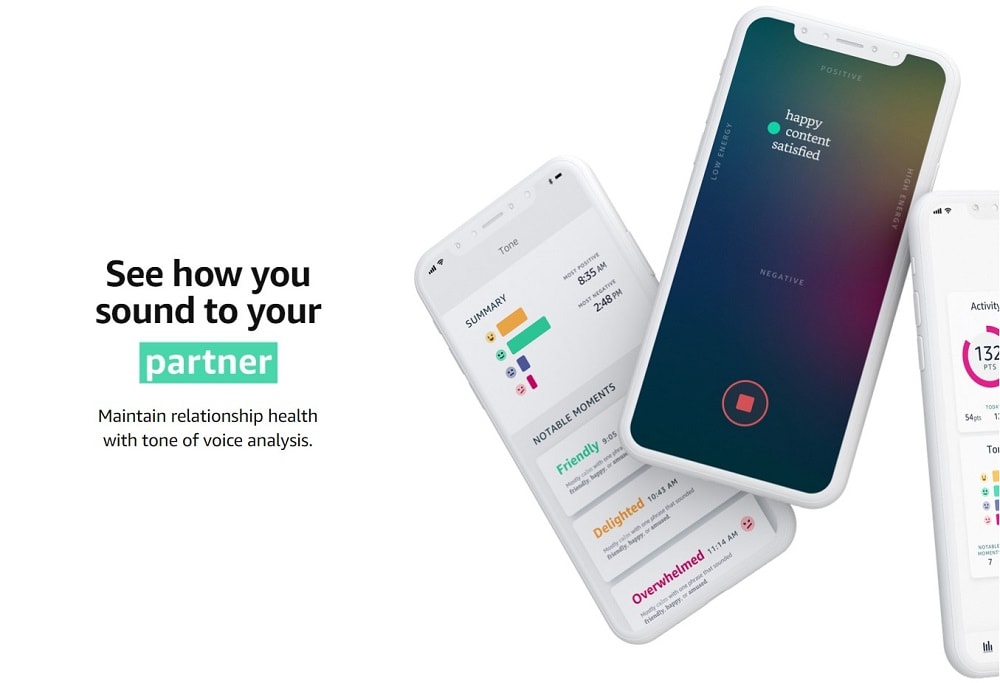 Infografía oficial del escaneo de voz de la Amazon Halo Band y Halo Service.