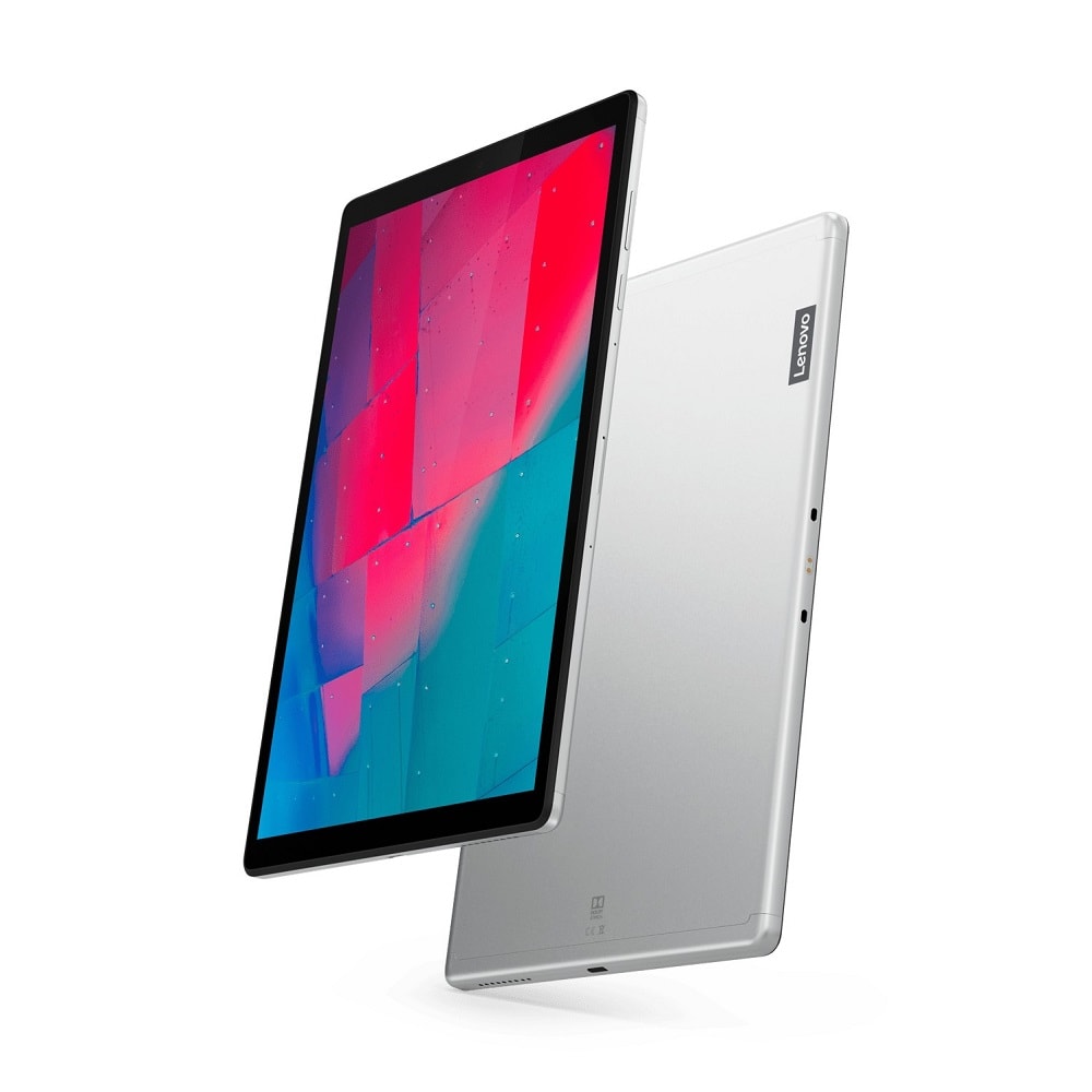 Render oficial del diseño frontal y dorsal de la Lenovo Tab M10 HD.