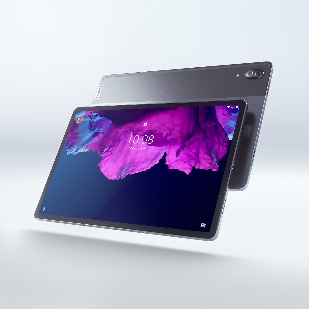Render oficial del diseño frontal y dorsal de la Lenovo Tab P11 Pro.
