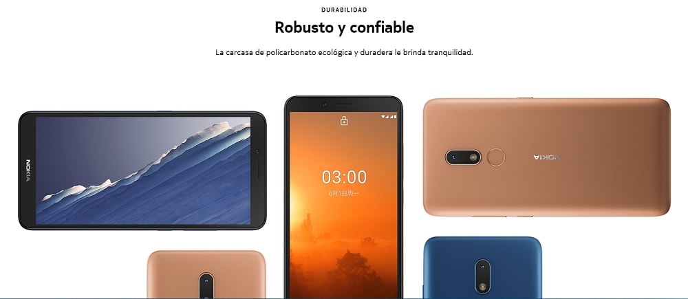 Render promocional del diseño frontal y dorsal del Nokia C3.