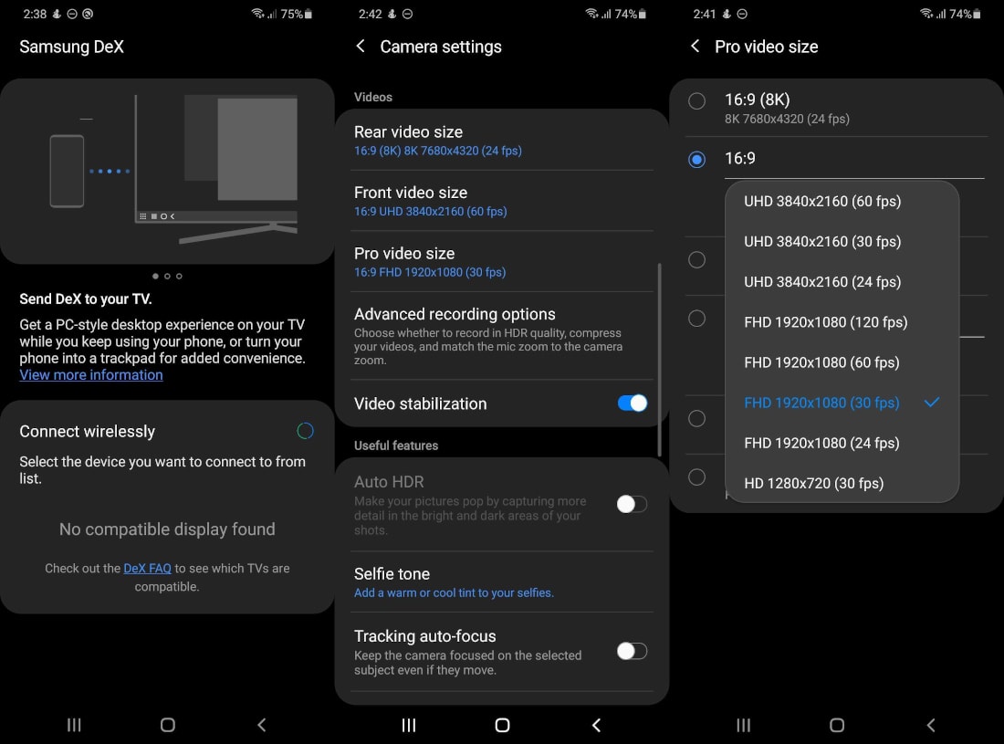 Capturas de pantalla de las nuevas funciones de One UI 2.5 en la Galaxy S20 Series.