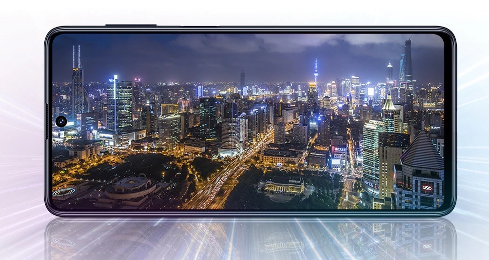 Render promocional oficial del diseño frontal del Samsung Galaxy M51.