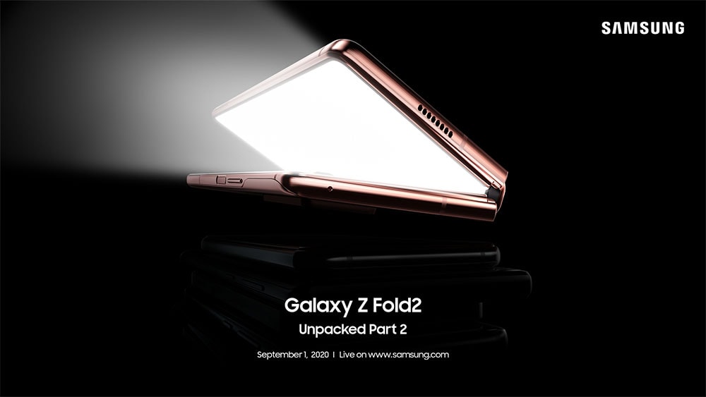 Invitación oficial al evento de exhibición del Samsung Galaxy Z Fold2.
