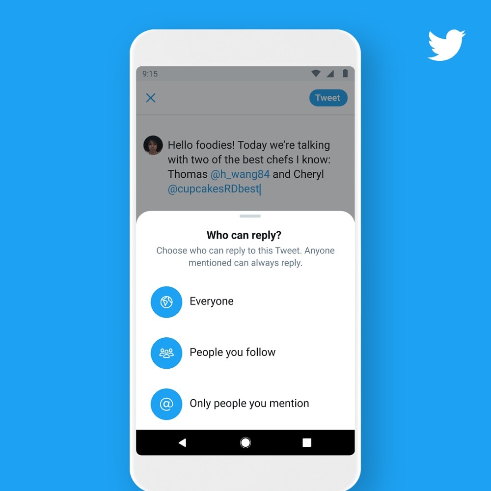 Twitter instaura tres criterios de permiso para contestar nuestros tweets.