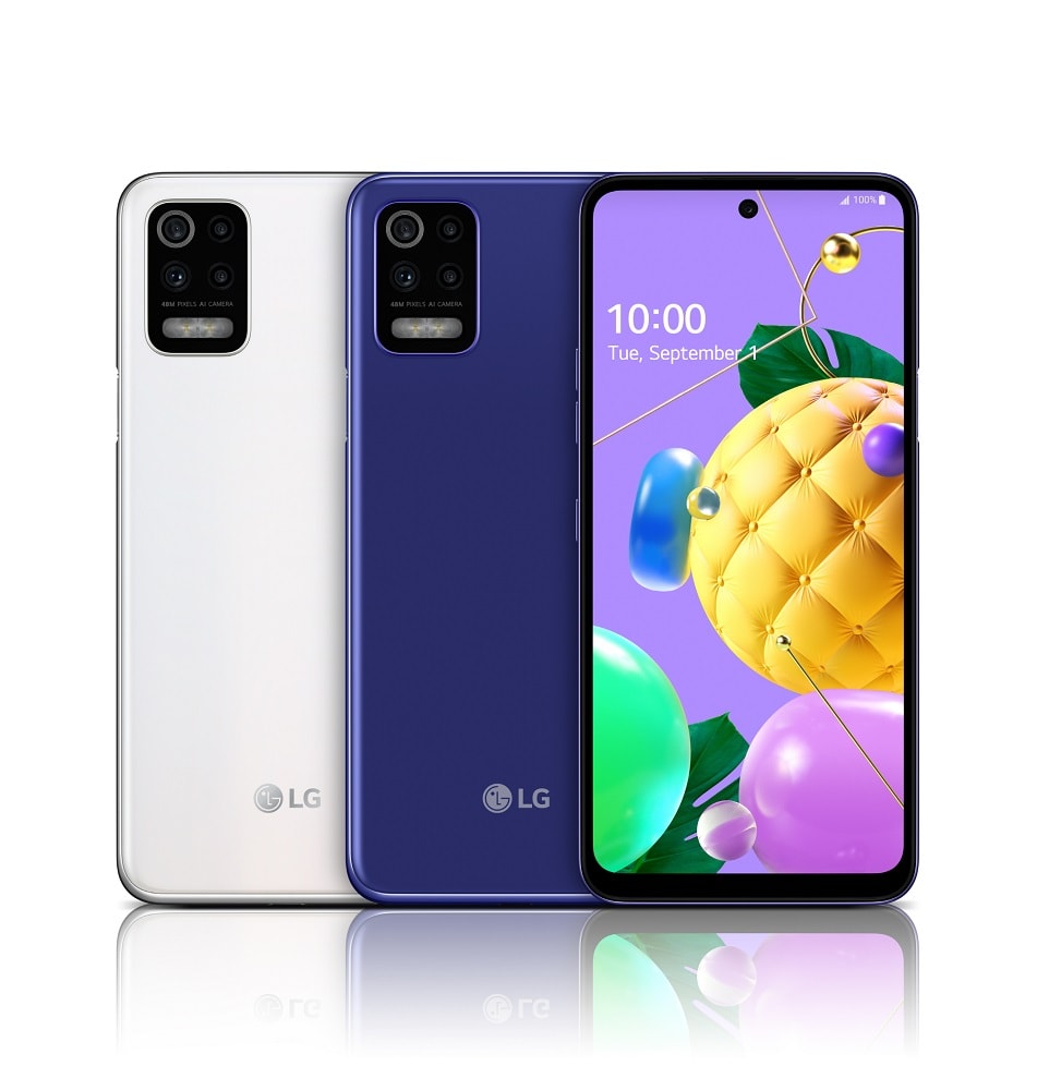 Render oficial del diseño frontal y dorsal del LG K52.