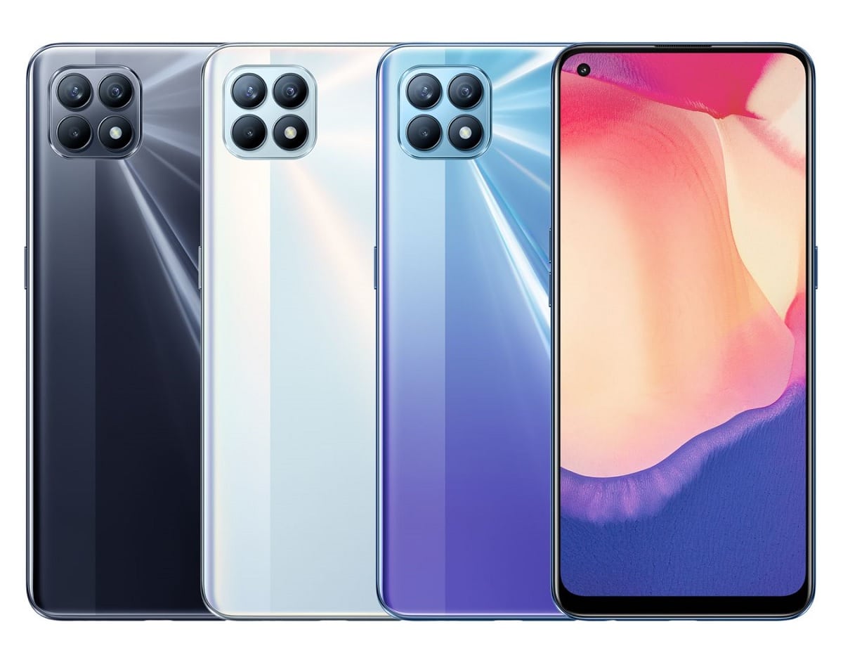 Render oficial del diseño frontal y dorsal del OPPO Reno4 SE.