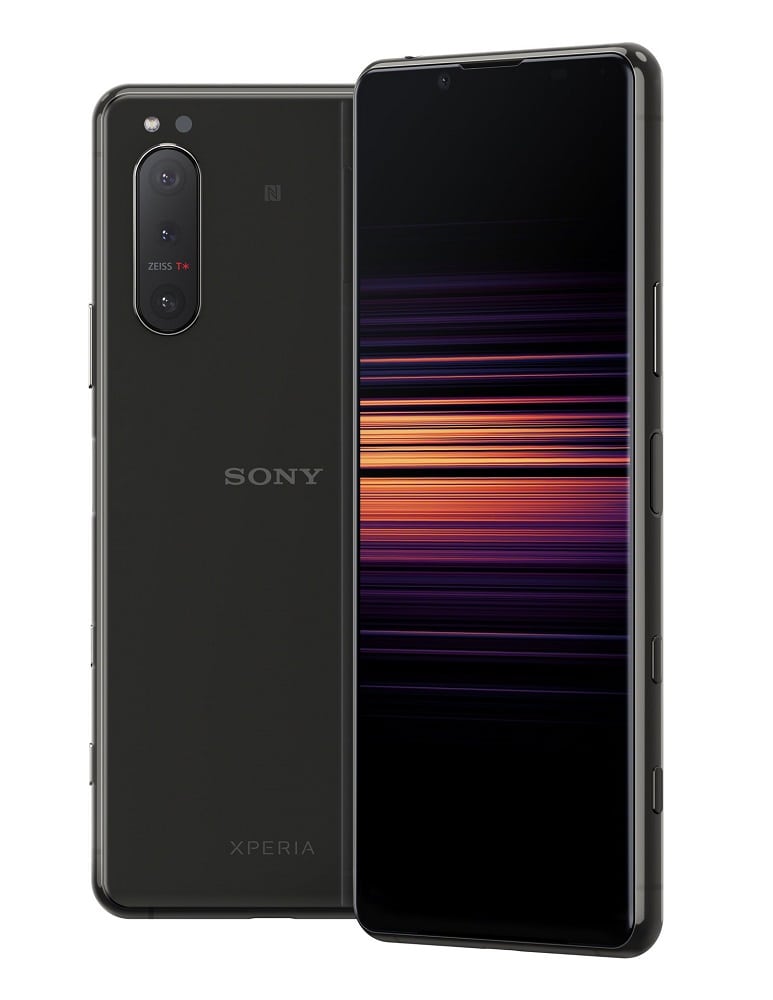 Render oficial del diseño frontal y dorsal del Sony Xperia 5 II.