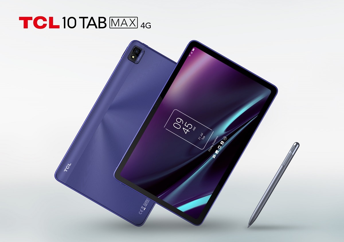 Render oficial del diseño frontal y dorsal de la TCL 10 TABMAX.