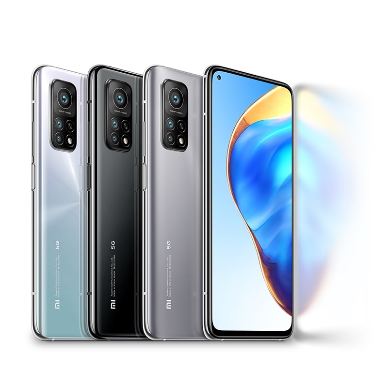 Render oficial del diseño frontal, dorsal y lateral del Xiaomi Mi 10T Pro.