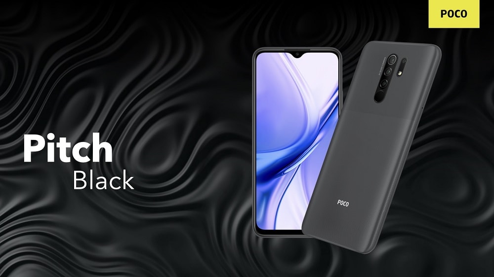 Render promocional del diseño frontal y dorsal del Xiaomi POCO M2.