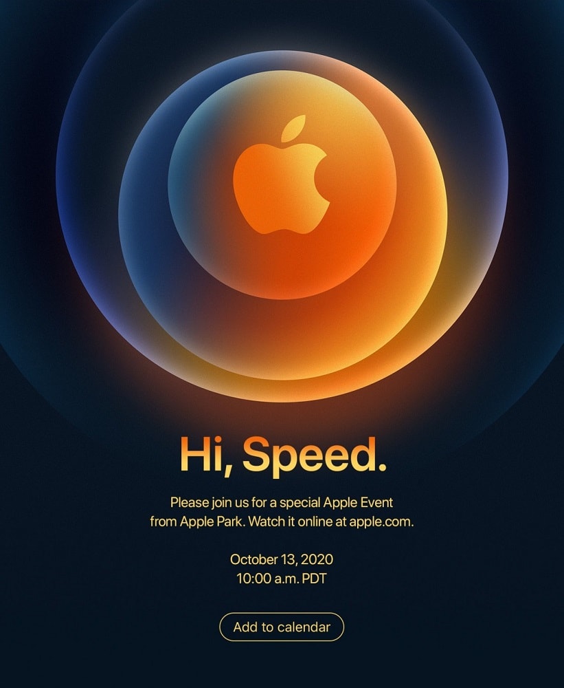 Invitación oficial de Apple al evento de presentación de los iPhone 12.