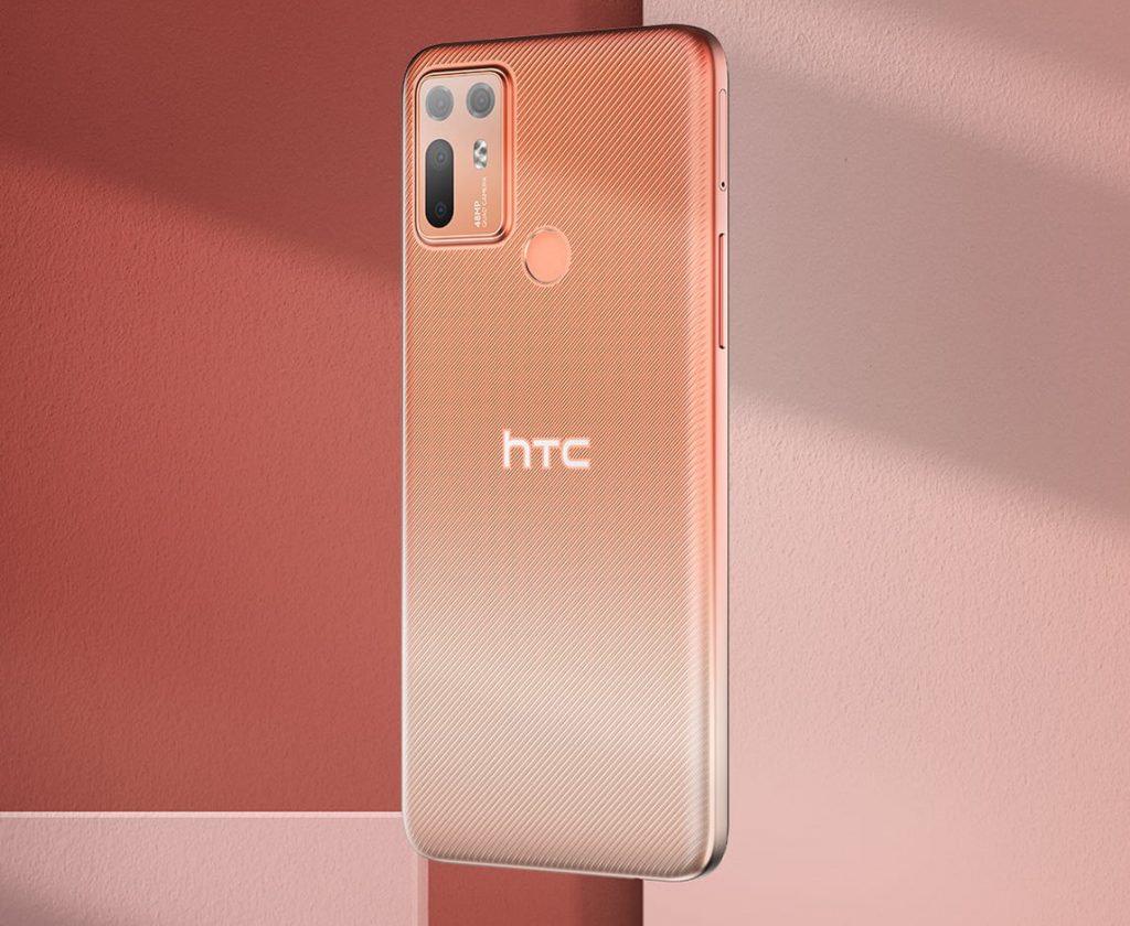Render promocional del diseño dorsal del HTC Desire 20+.