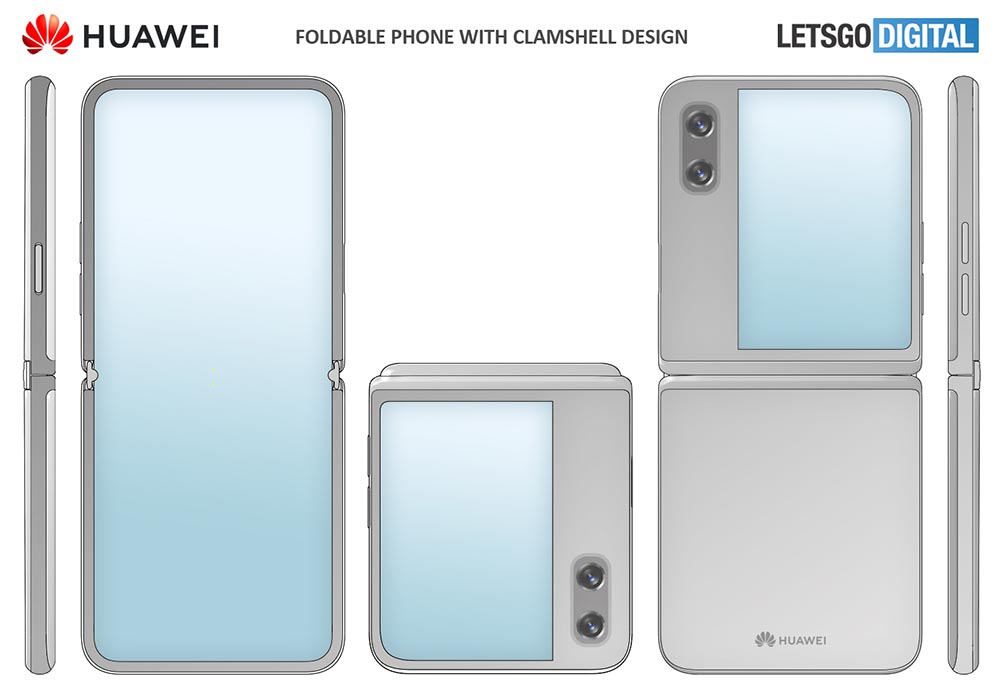 Ilustración del diseño del foldable de Huawei con tapa.