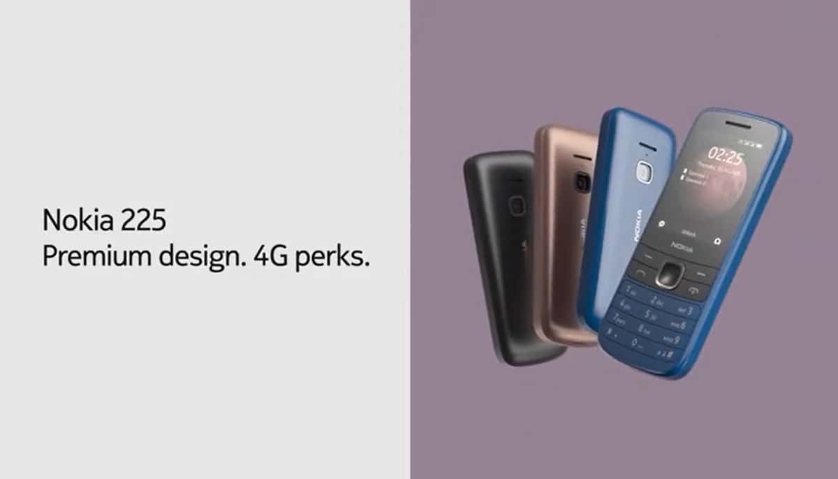 Render promocional del diseño frontal y dorsal del Nokia 225 4G.