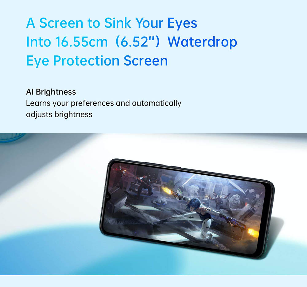 Render promocional del diseño frontal del OPPO A15.