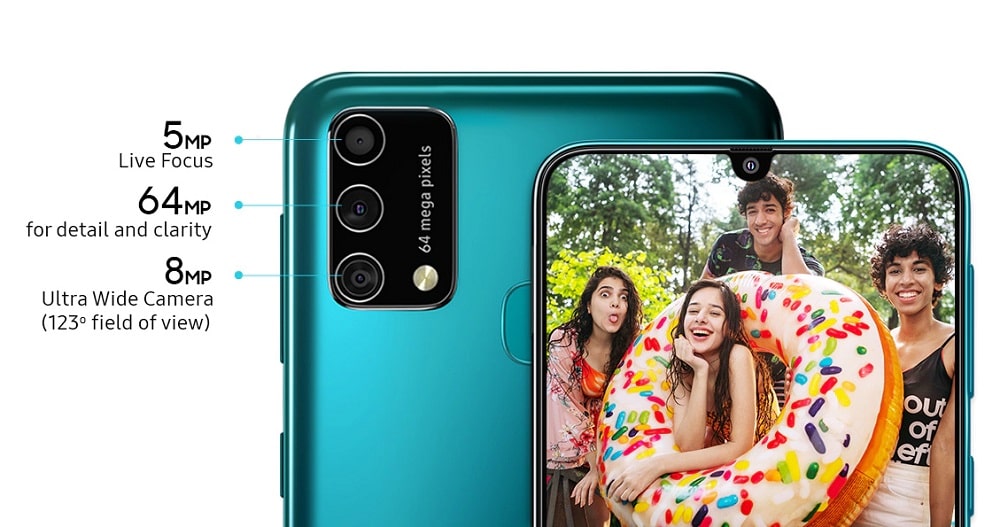 Infografía oficial de la cámara dorsal de Samsung Galaxy F41.
