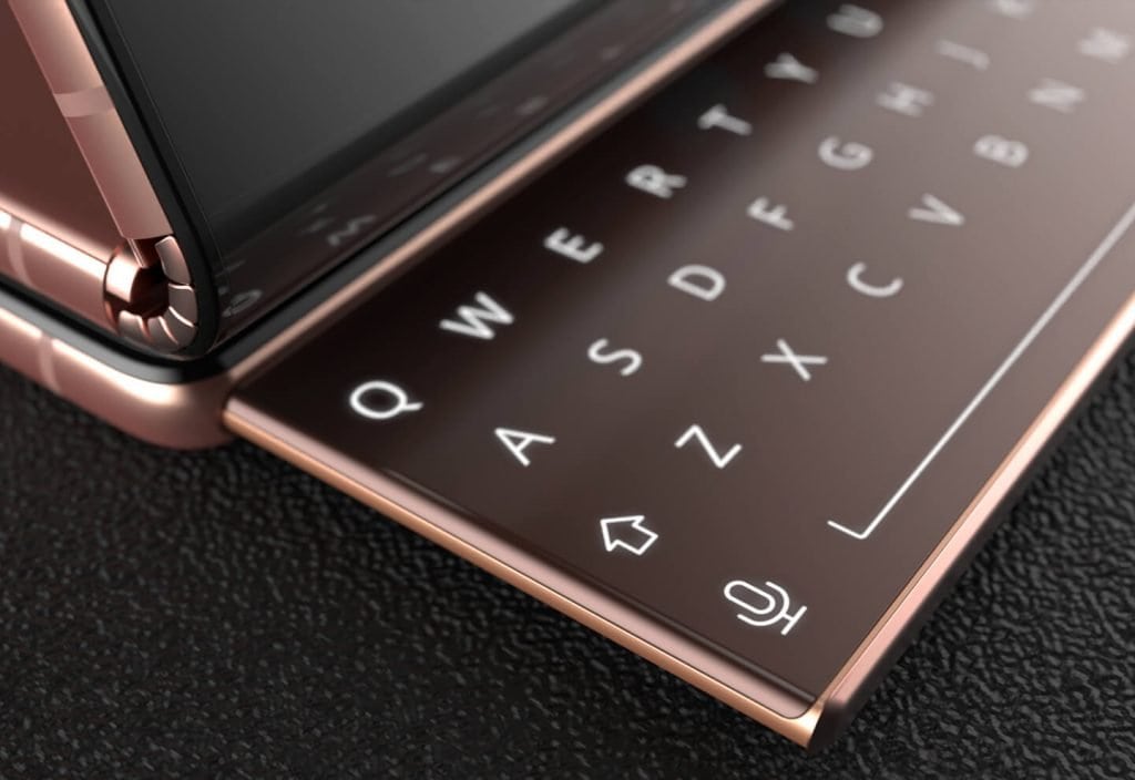 Render conceptual ilustrativo del teclado slider del Samsung Galaxy Fold 3.