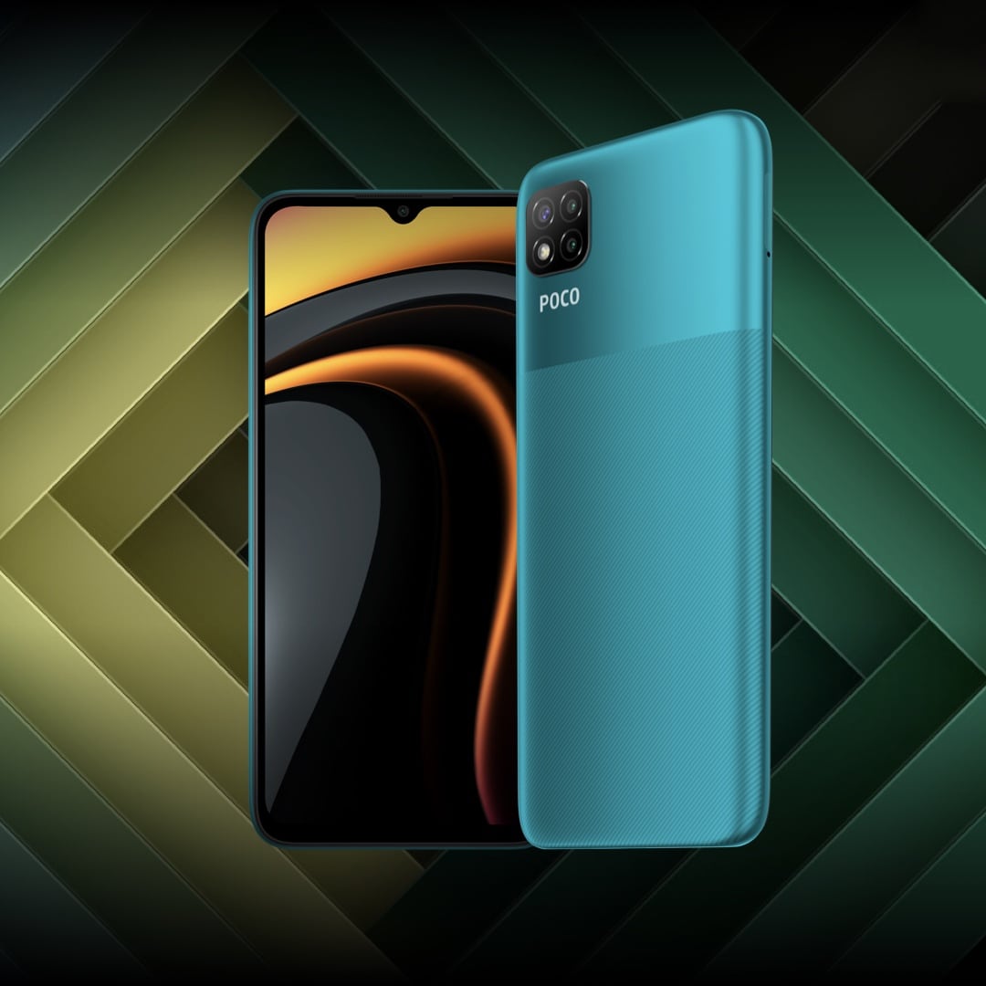 Render oficial del diseño del Xiaomi POCO C3 en color verde.