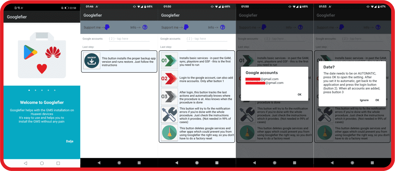 Googlefier instala google apps en telefonos Huawei