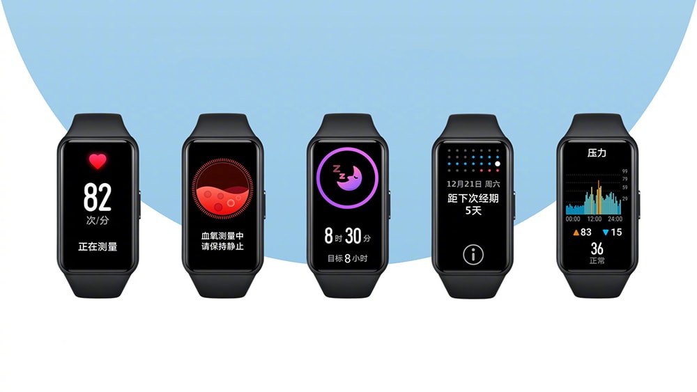 Render ilustrativo de las funciones de la Huawei Honor Band 6.