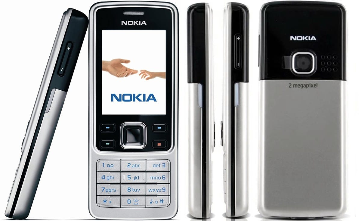Render filtrado del diseño frontal, dorsal y lateral del Nokia 6300 4G.
