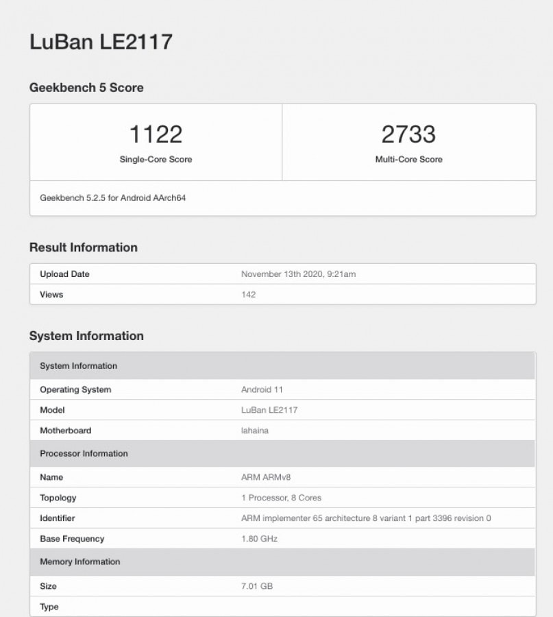 Resultados del OnePlus 9 Pro en la base de datos de Geekbench.