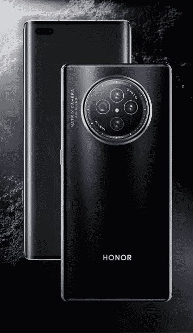 Render filtrado con el diseño frontal y dorsal del Honor V40.