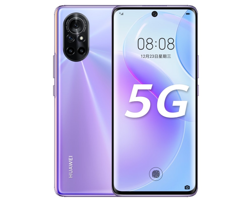 Render oficial del diseño frontal y dorsal del Huawei Nova 8.