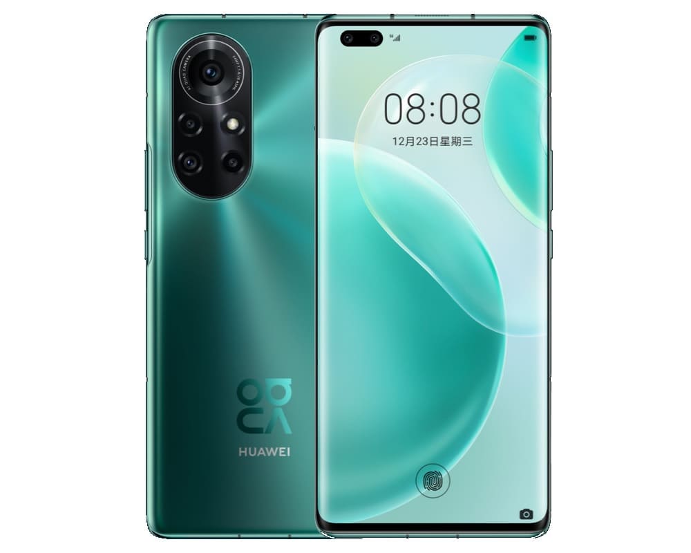 Render oficial del diseño frontal y dorsal del Huawei Nova 8 Pro.