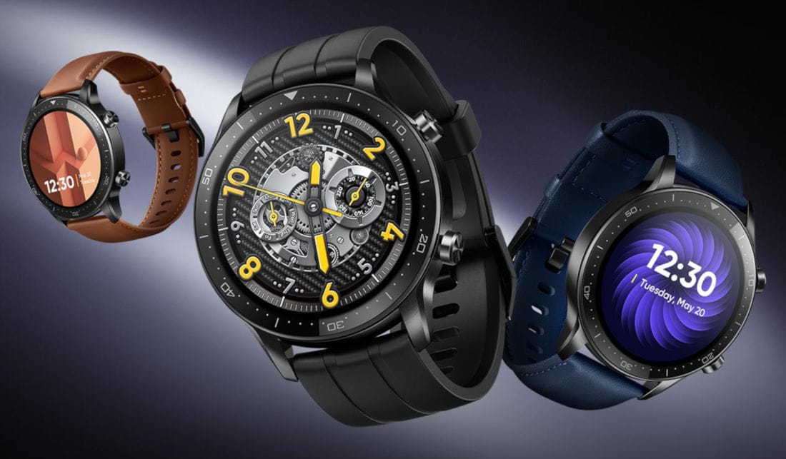 Render oficial del diseño frontal y lateral del Realme Watch S Pro.