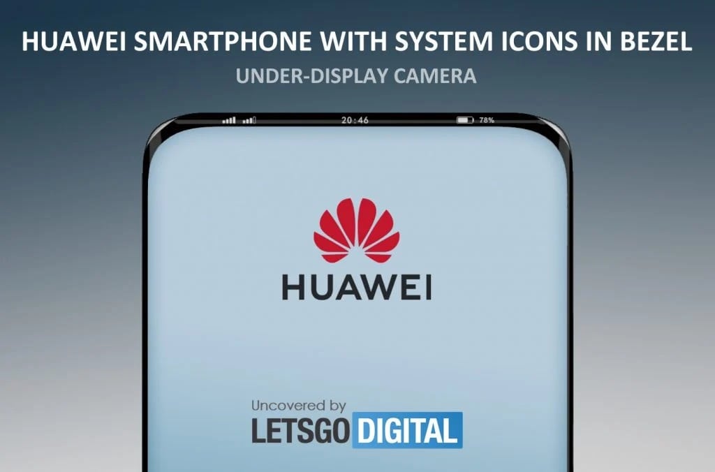 Patente ilustrada a color por LetsGoDigital del flagship de Huawei con cámara intra-display.