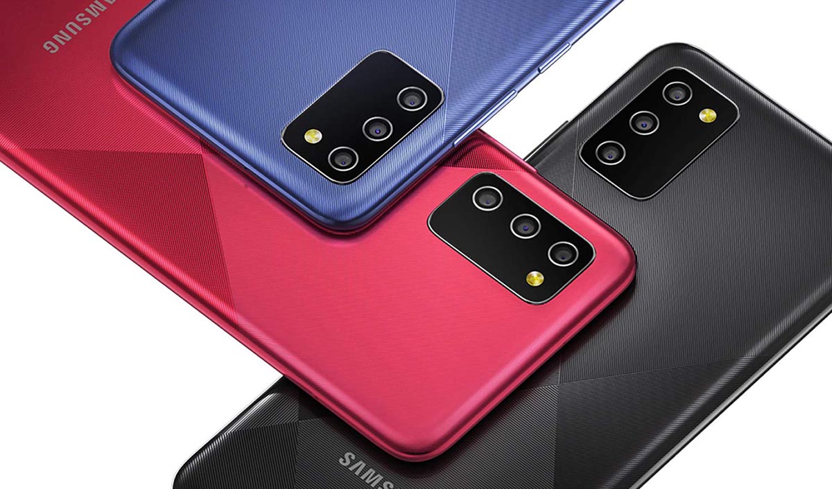 Render oficial del diseño dorsal parcial del Samsung Galaxy M02s.