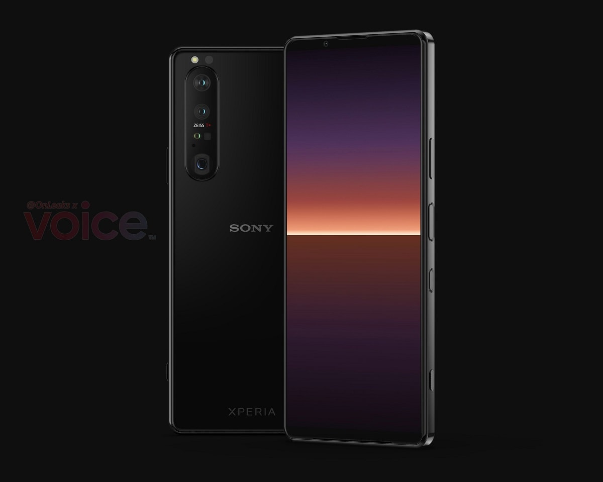 Imagen CAD del diseño frontal y dorsal del Sony Xperia 1 III.