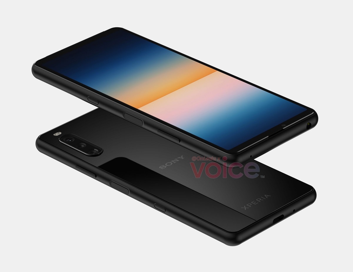 Imagen CAD del diseño frontal, dorsal y lateral filtrado del Sony Xperia 10 III.
