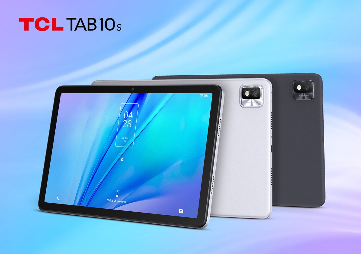 Render oficial del diseño frontal y dorsal de la TCL Tab 10s.