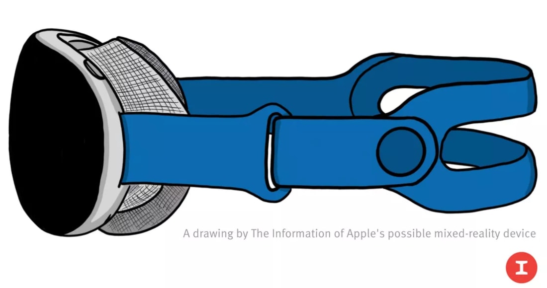 Ilustración del diseño del Apple VR Headset creado por el sitio The Information.