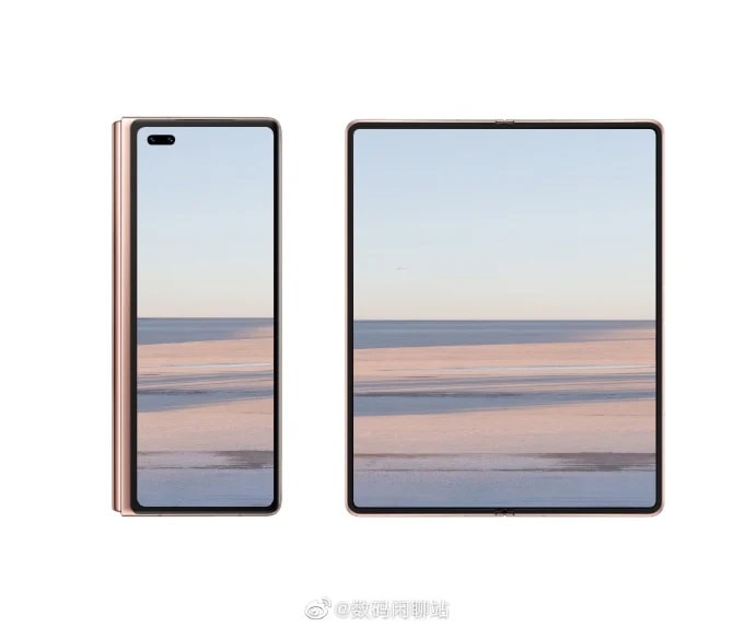 Render filtrado por Digital Chat Station del diseño de las pantallas del Huawei Mate X2.