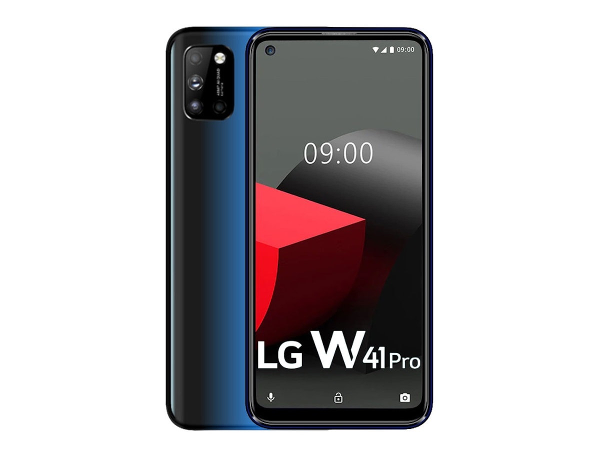 Render oficial del diseño frontal y dorsal del LG W41 Pro.