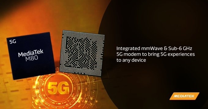 Render promocional del módem MediaTek Helio M80.