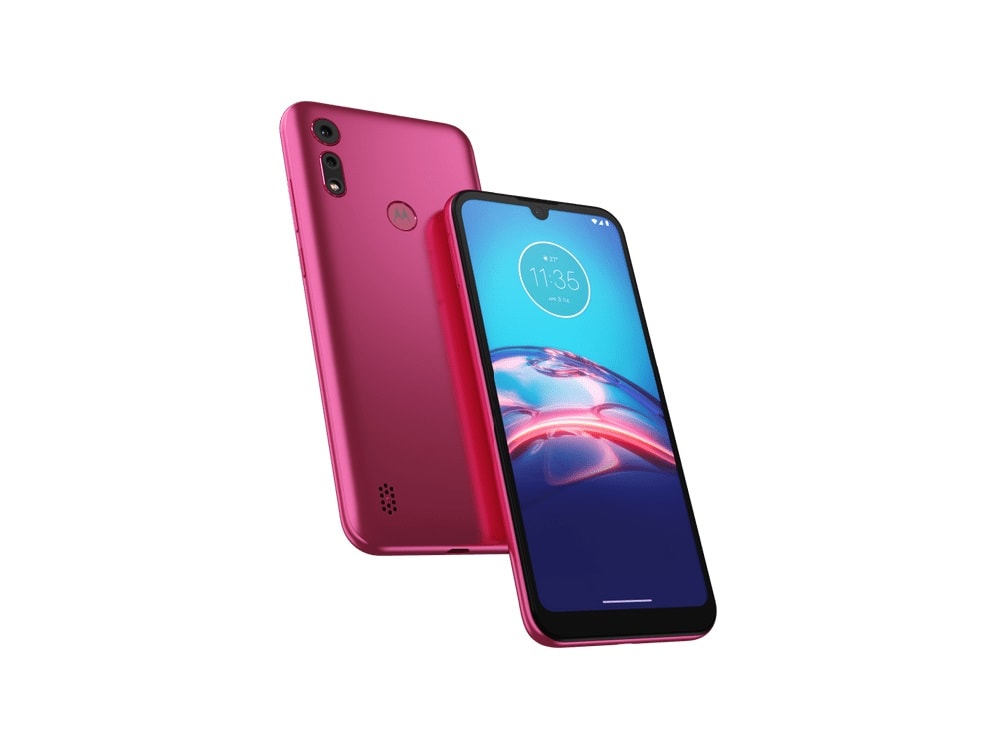 Render oficial del diseño frontal y dorsal del Motorola Moto E6i.