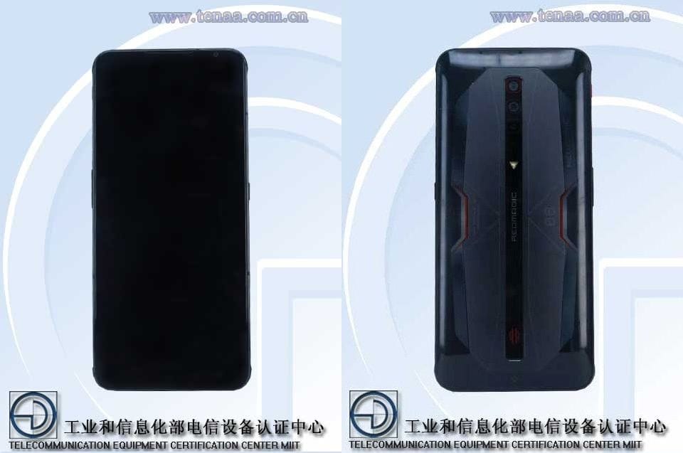 Render del diseño frontal y dorsal del ZTE Nubia Red Magic 6 Pro.