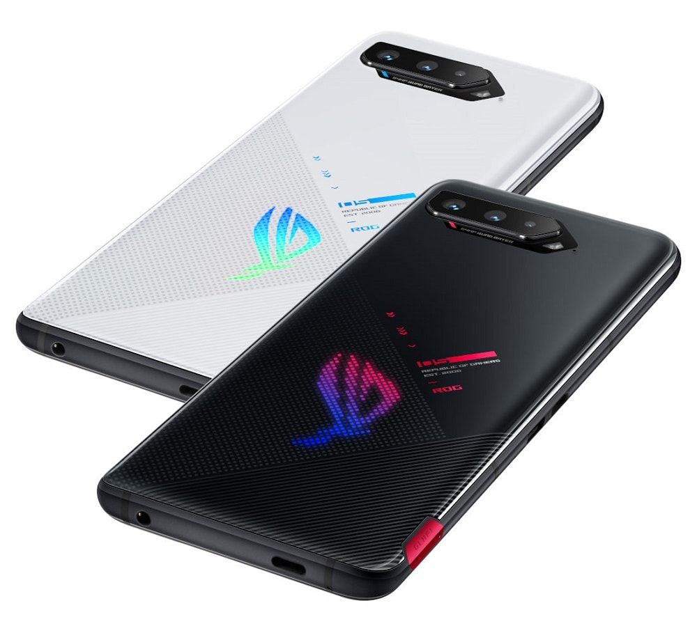 Render oficial del diseño dorsal y lateral del ASUS ROG Phone 5.